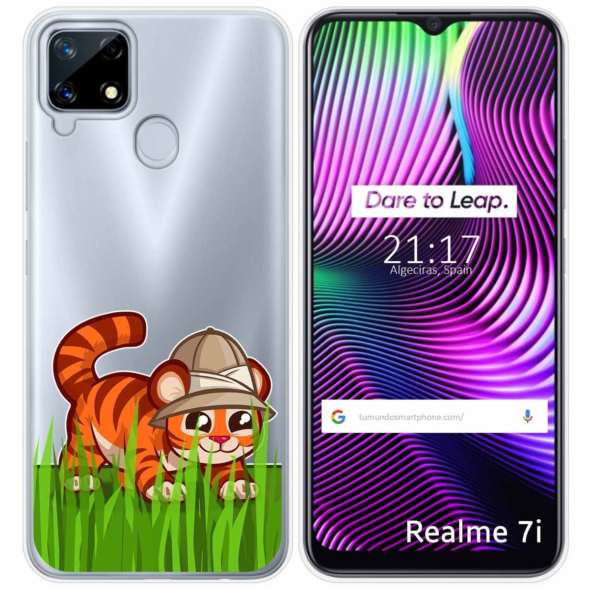 Funda Gel Transparente para Realme 7i / Narzo 30A diseño Tigre Dibujos