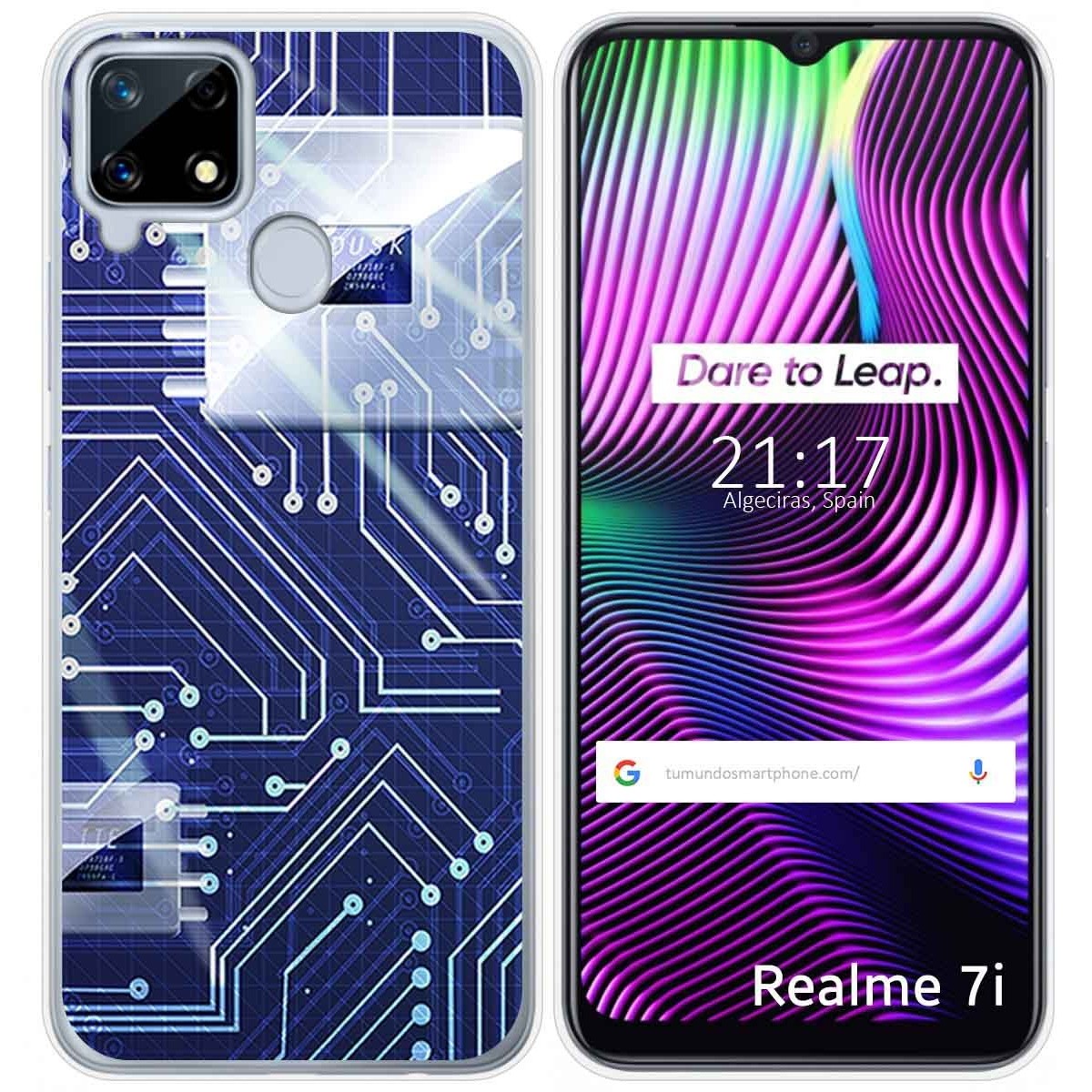Funda Gel Tpu para Realme 7i / Narzo 30A diseño Circuito Dibujos