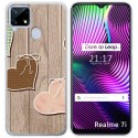 Funda Gel Tpu para Realme 7i / Narzo 30A diseño Corazones Madera Dibujos