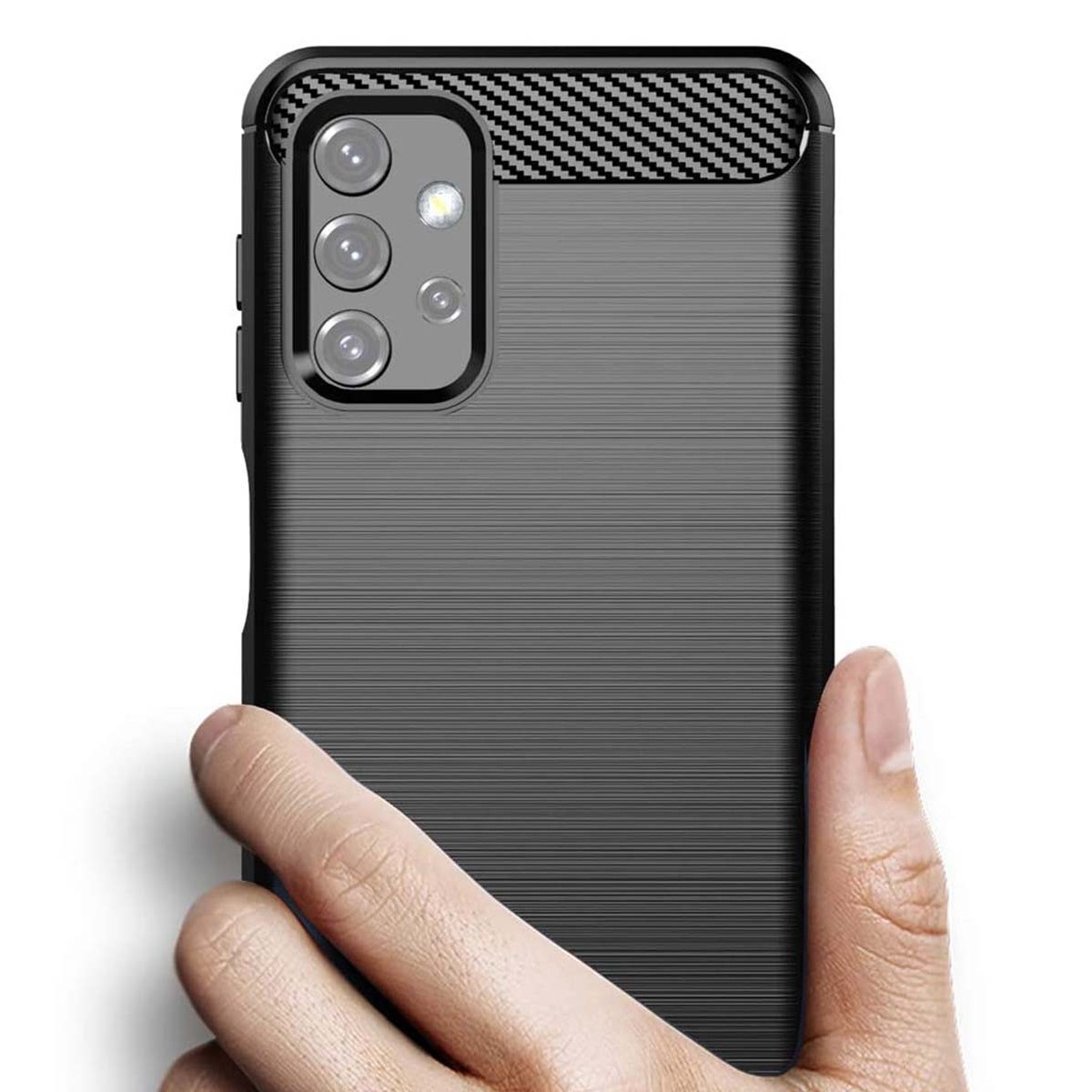 Funda Gel Tpu Tipo Carbon Negra para Samsung Galaxy A32 5G
