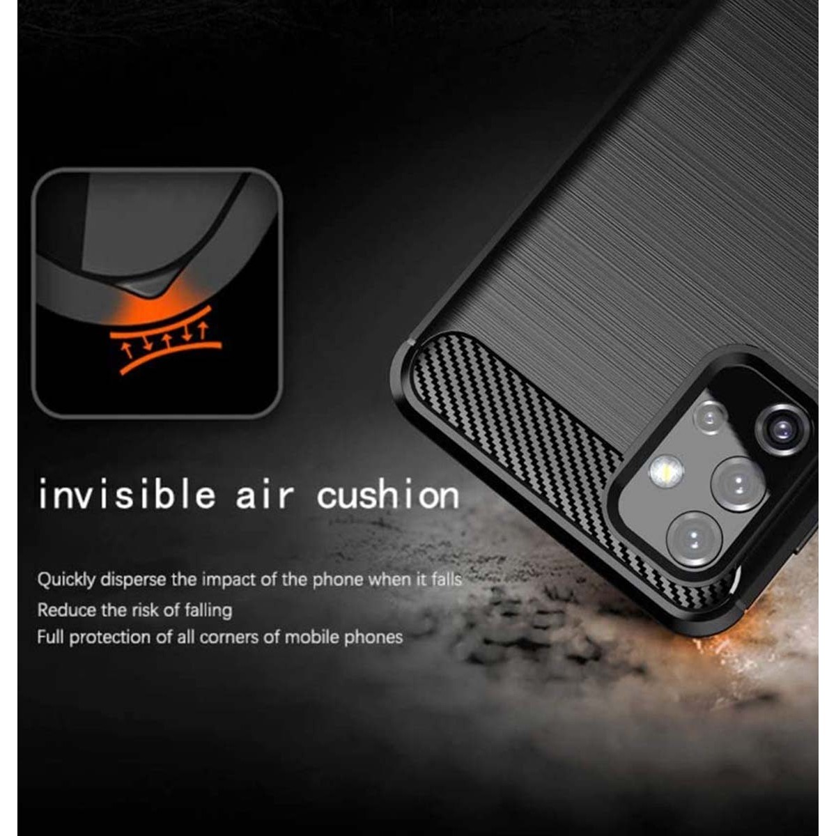 Funda Gel Tpu Tipo Carbon Negra para Samsung Galaxy A32 5G