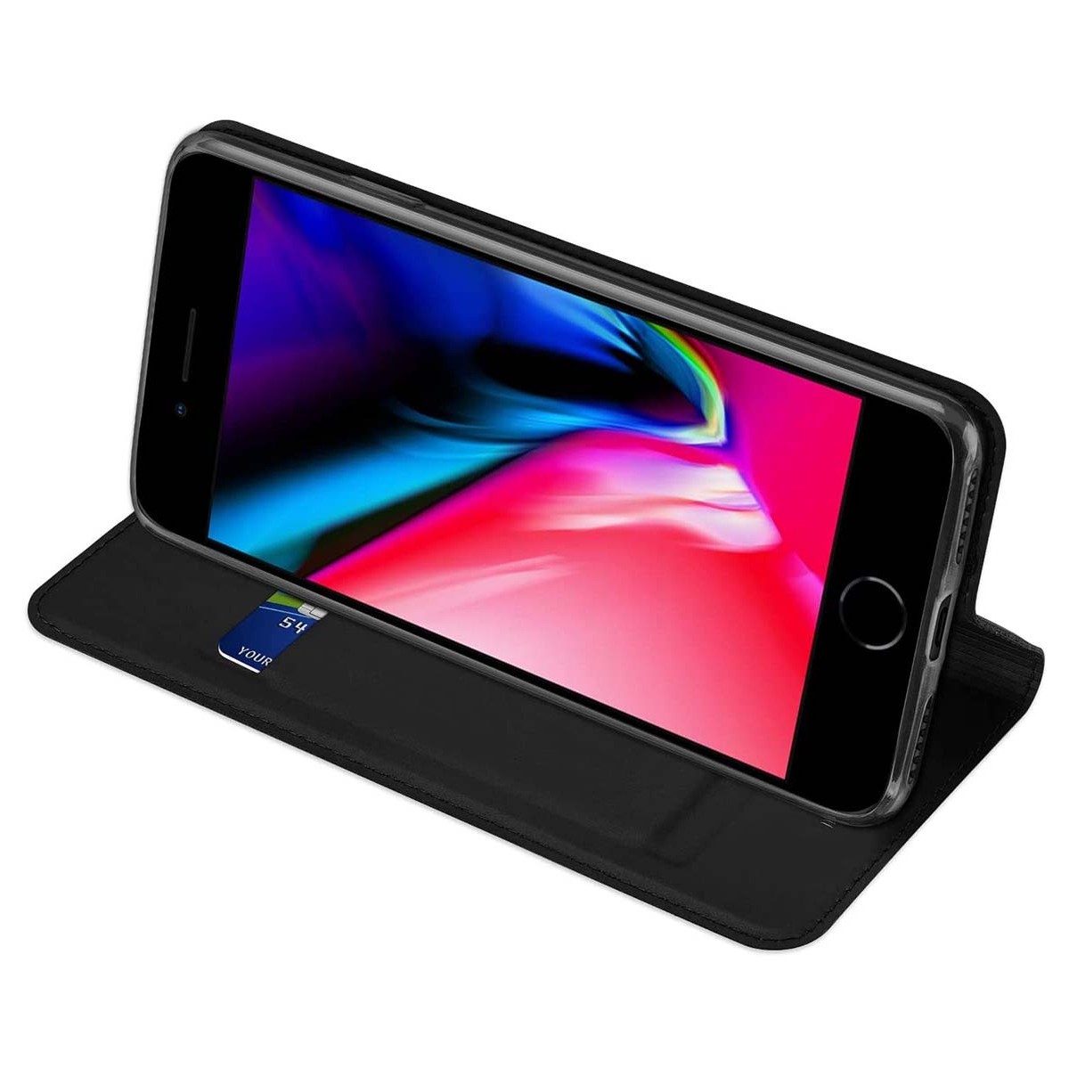 Funda Piel Soporte Magnética Dux Ducis para Iphone 7 / 8 / SE 2020 color Negra