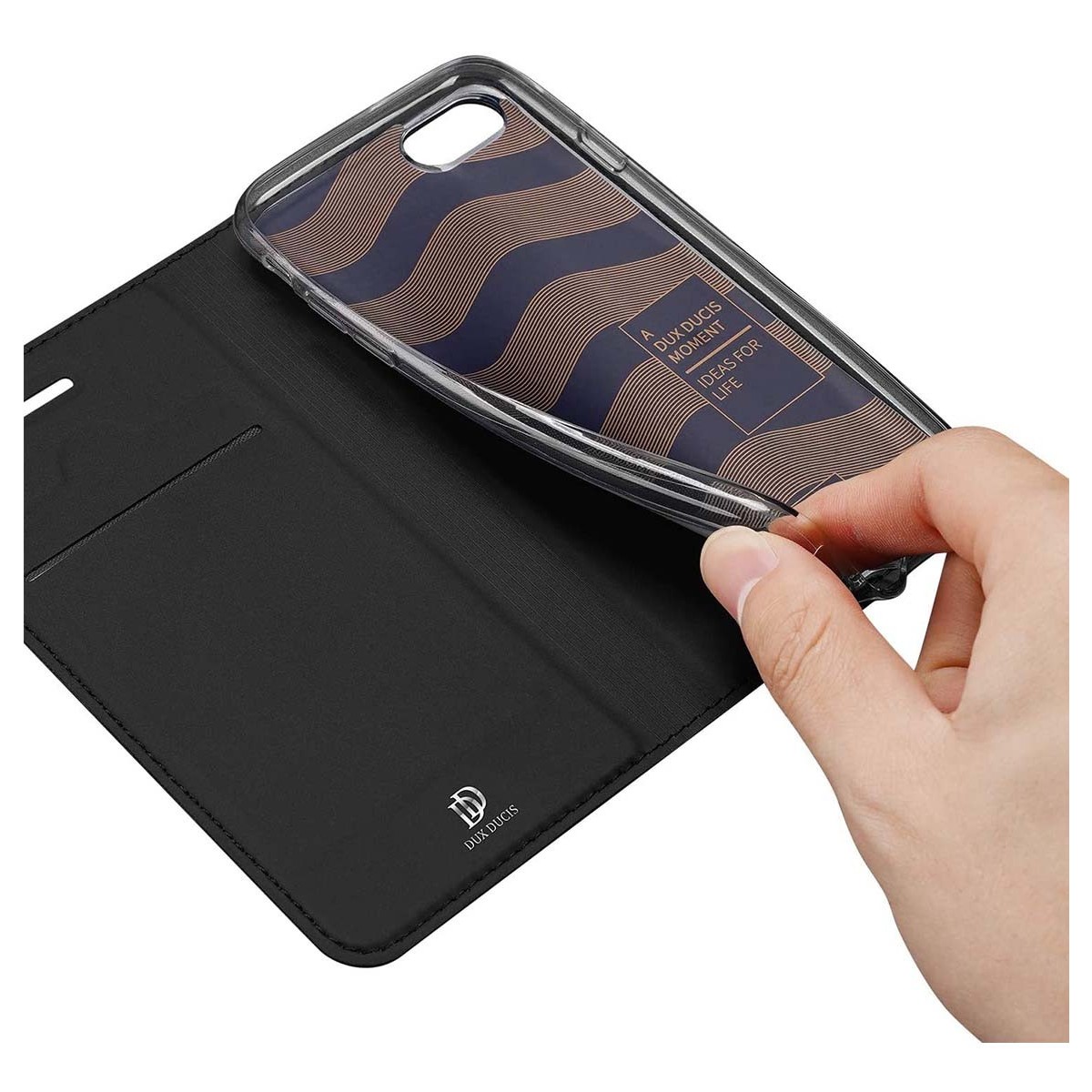 Funda Piel Soporte Magnética Dux Ducis para Iphone 7 / 8 / SE 2020 color Negra