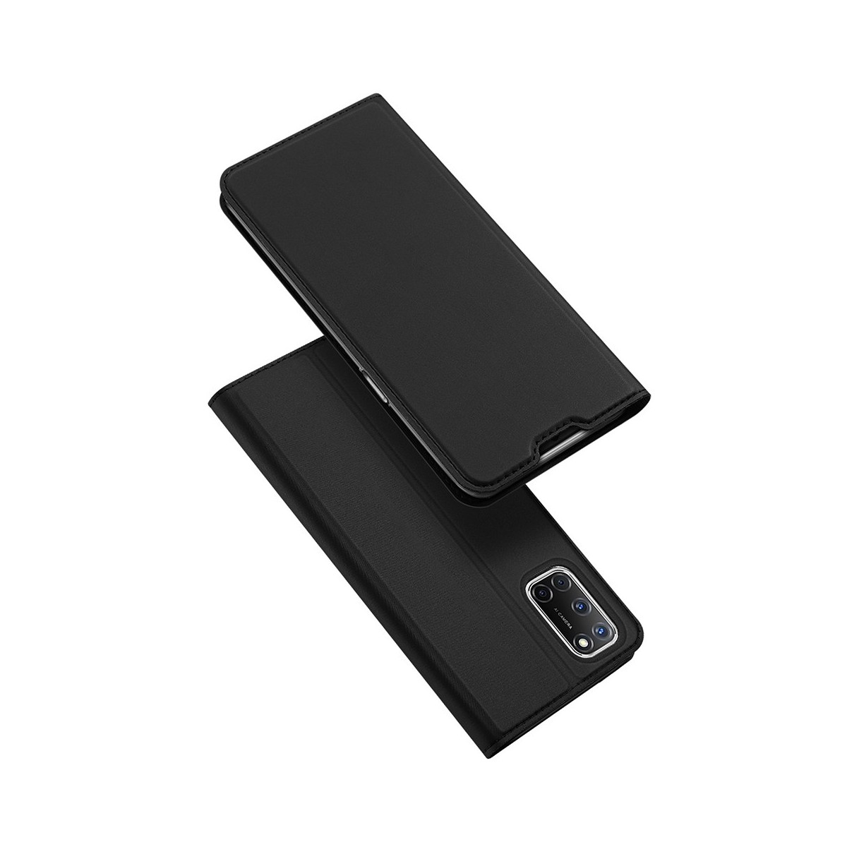 Funda Piel Soporte Magnética Dux Ducis para Oppo A52 / A72 color Negra