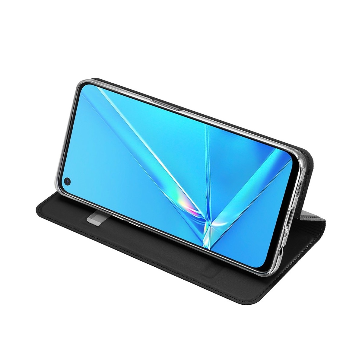 Funda Piel Soporte Magnética Dux Ducis para Oppo A52 / A72 color Negra