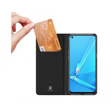 Funda Piel Soporte Magnética Dux Ducis para Oppo A52 / A72 color Negra