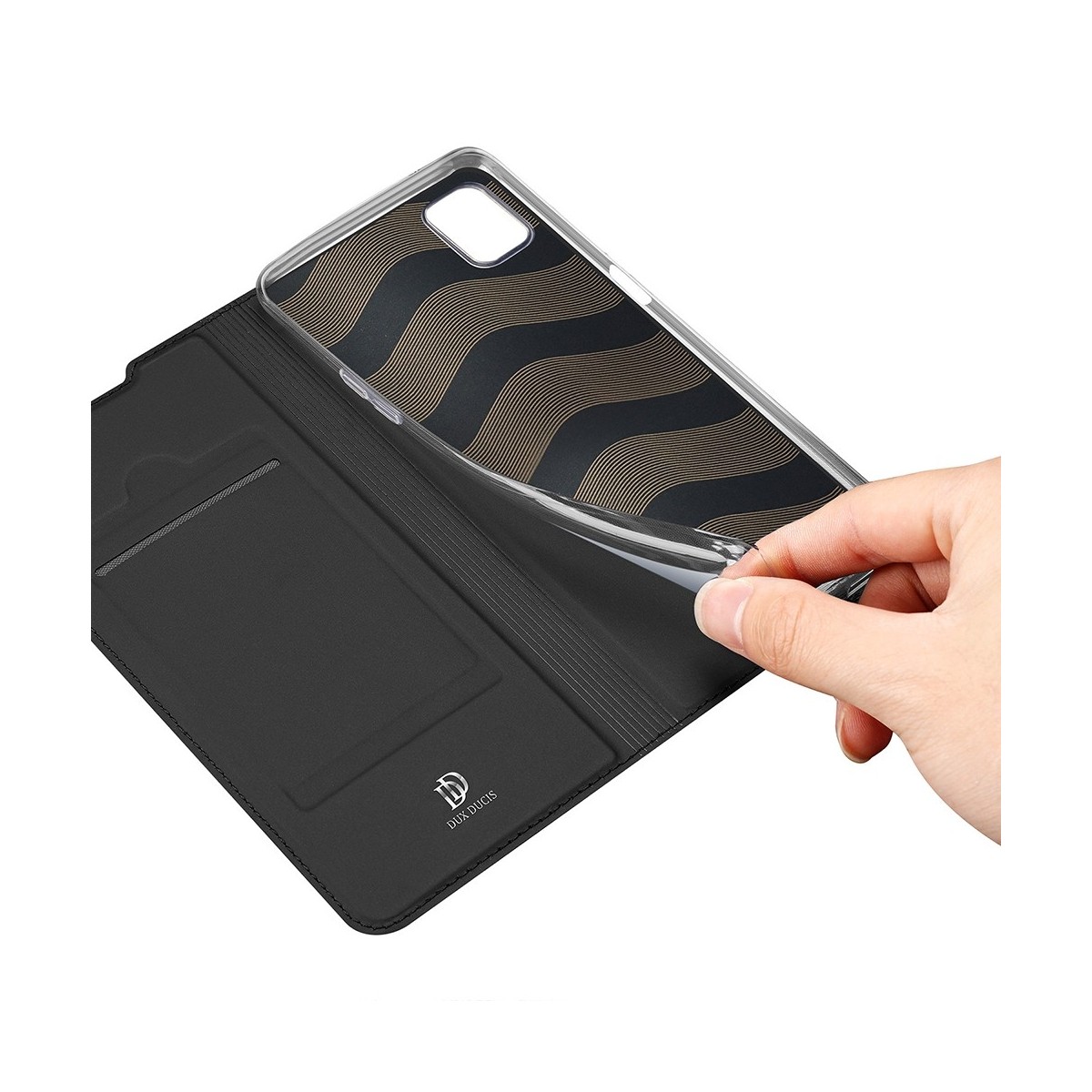 Funda Piel Soporte Magnética Dux Ducis para Oppo A52 / A72 color Negra