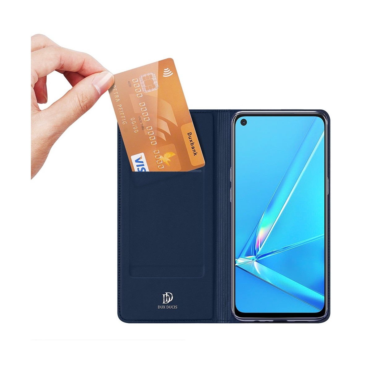 Funda Piel Soporte Magnética Dux Ducis para Oppo A52 / A72 color Azul