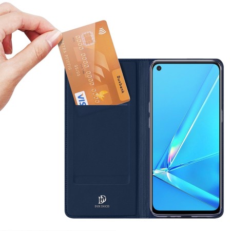 Funda Piel Soporte Magnética Dux Ducis para Oppo A52 / A72 color Azul
