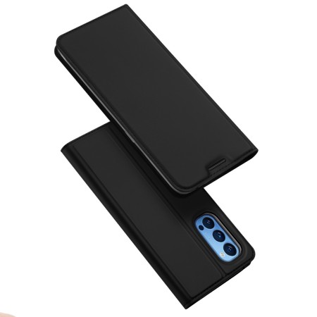 Funda Piel Soporte Magnética Dux Ducis para Oppo Reno 4 5G color Negra