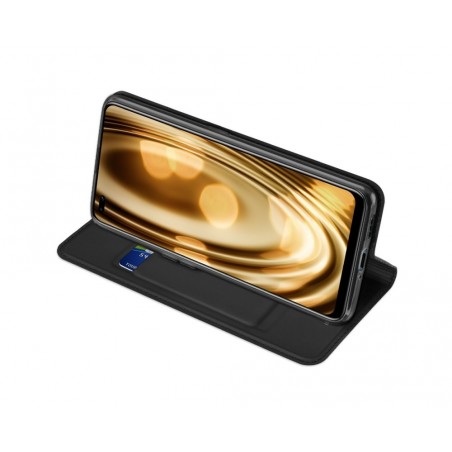 Funda Piel Soporte Magnética Dux Ducis para Oppo Reno 4 5G color Negra