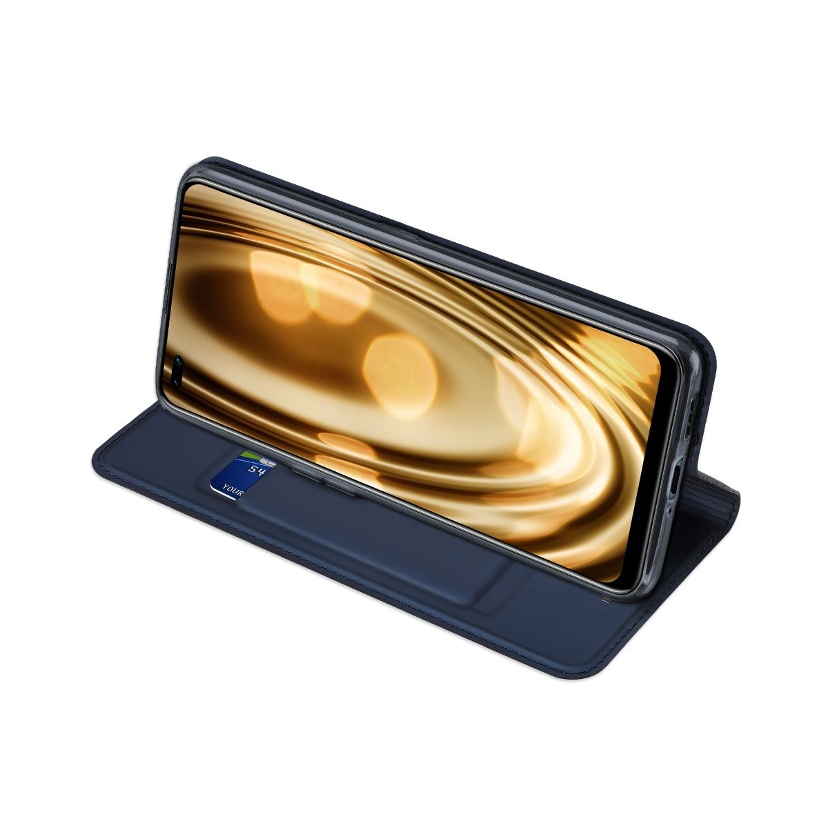 Funda Piel Soporte Magnética Dux Ducis para Oppo Reno 4 5G color Azul