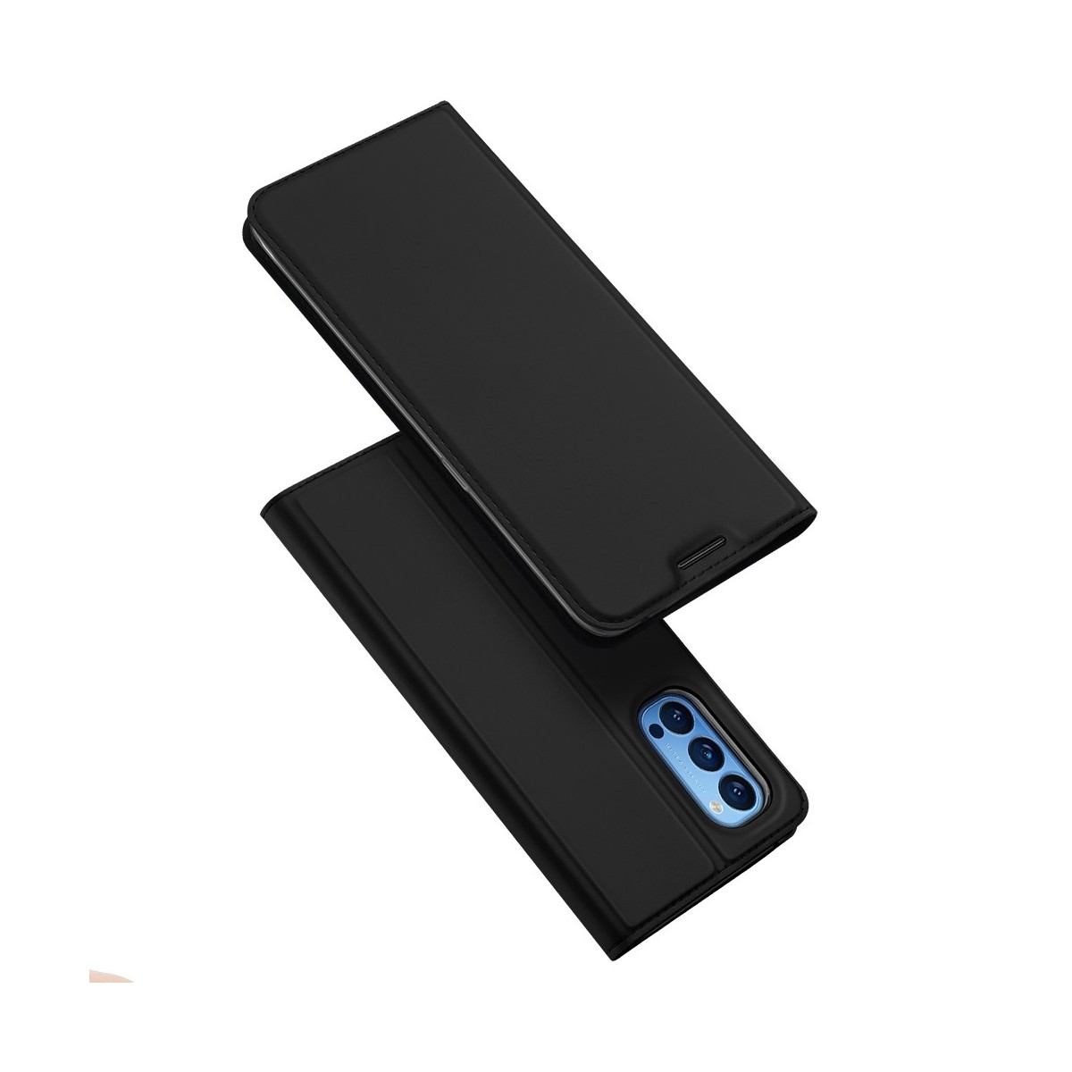 Funda Piel Soporte Magnética Dux Ducis para Oppo Reno 4 Pro 5G color Negra