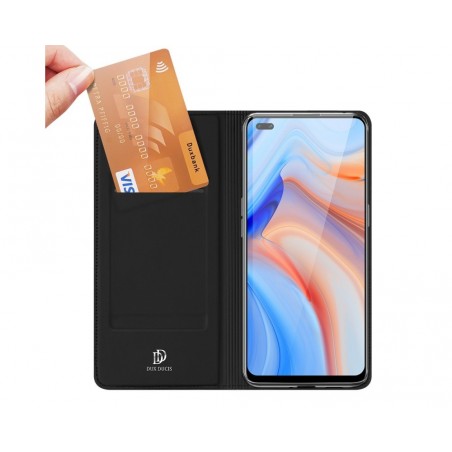 Funda Piel Soporte Magnética Dux Ducis para Oppo Reno 4 Pro 5G color Negra