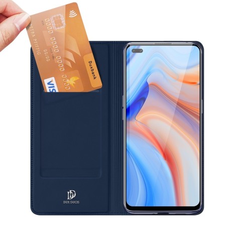 Funda Piel Soporte Magnética Dux Ducis para Oppo Reno 4 Pro 5G color Azul