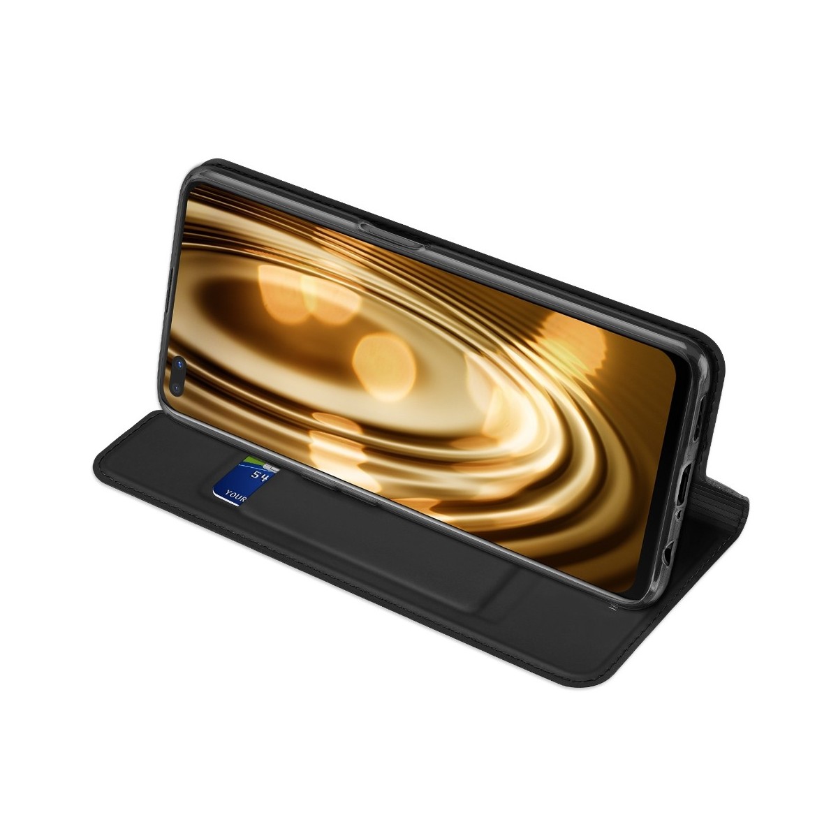 Funda Piel Soporte Magnética Dux Ducis para Oppo Reno 4Z 5G color Negra