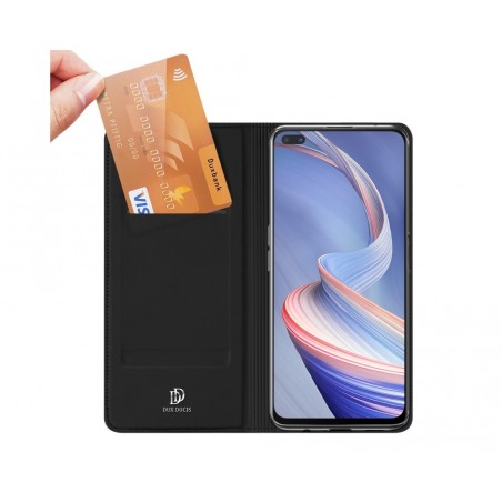 Funda Piel Soporte Magnética Dux Ducis para Oppo Reno 4Z 5G color Negra