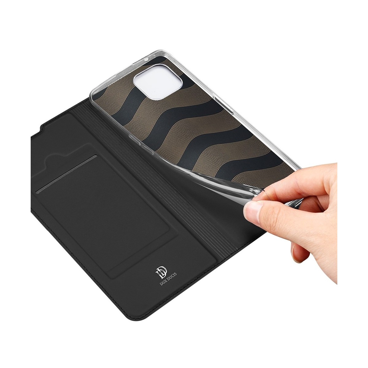 Funda Piel Soporte Magnética Dux Ducis para Oppo Reno 4Z 5G color Negra