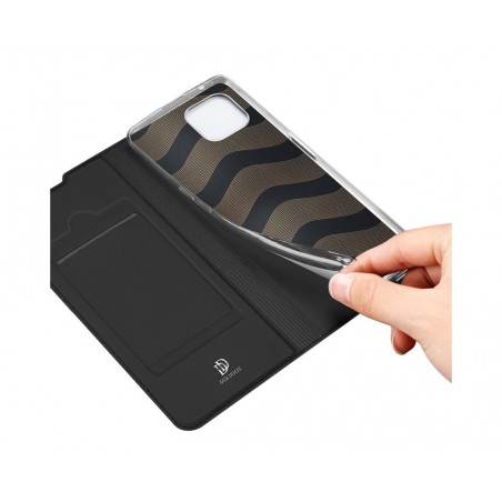 Funda Piel Soporte Magnética Dux Ducis para Oppo Reno 4Z 5G color Negra