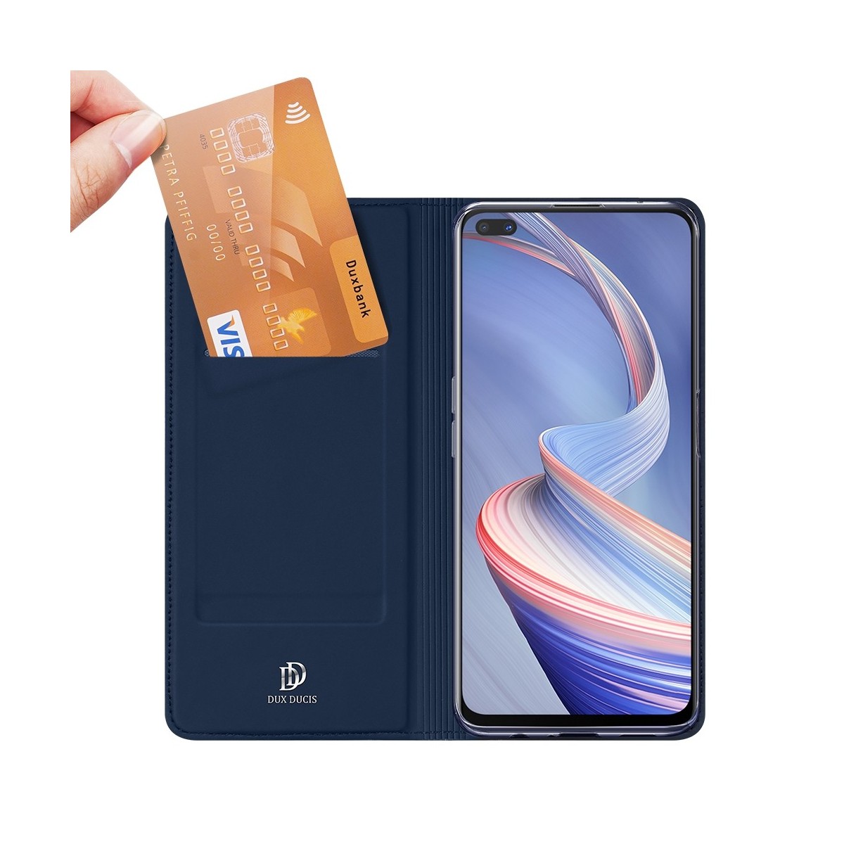 Funda Piel Soporte Magnética Dux Ducis para Oppo Reno 4Z 5G color Azul