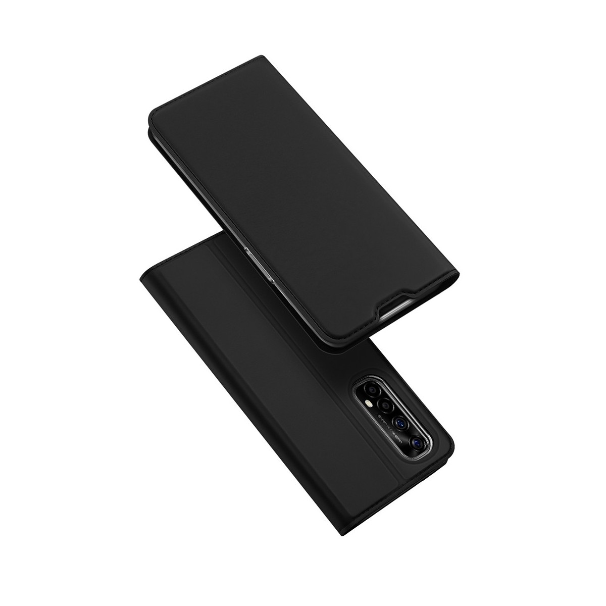 Funda Piel Soporte Magnética Dux Ducis para Realme 7 color Negra