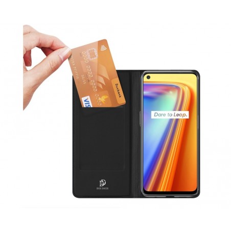 Funda Piel Soporte Magnética Dux Ducis para Realme 7 color Negra