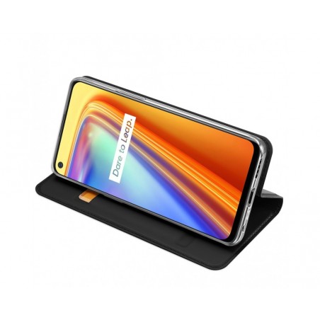 Funda Piel Soporte Magnética Dux Ducis para Realme 7 color Negra