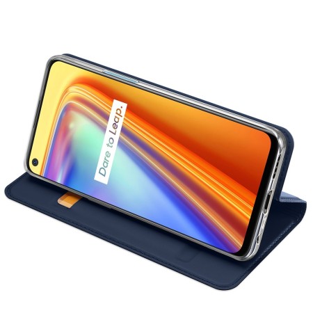Funda Piel Soporte Magnética Dux Ducis para Realme 7 color Azul