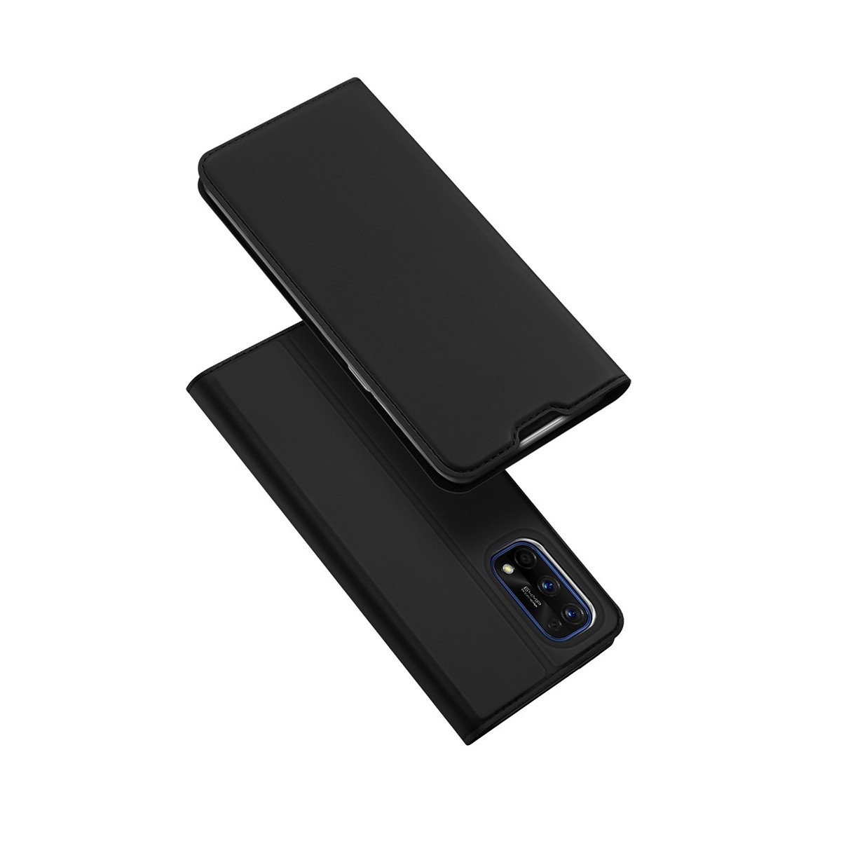 Funda Piel Soporte Magnética Dux Ducis para Realme 7 Pro color Negra