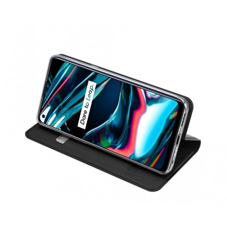 Funda Piel Soporte Magnética Dux Ducis para Realme 7 Pro color Negra