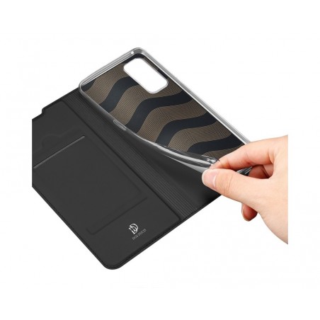 Funda Piel Soporte Magnética Dux Ducis para Realme 7 Pro color Negra