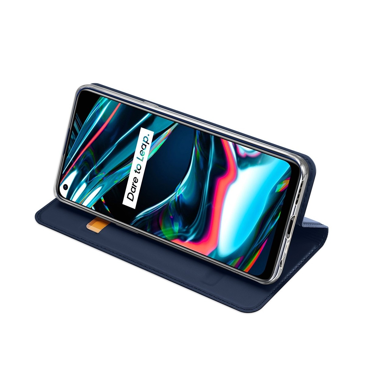 Funda Piel Soporte Magnética Dux Ducis para Realme 7 Pro color Azul