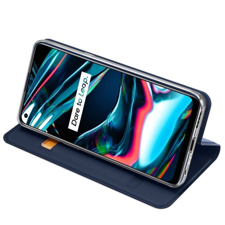 Funda Piel Soporte Magnética Dux Ducis para Realme 7 Pro color Azul