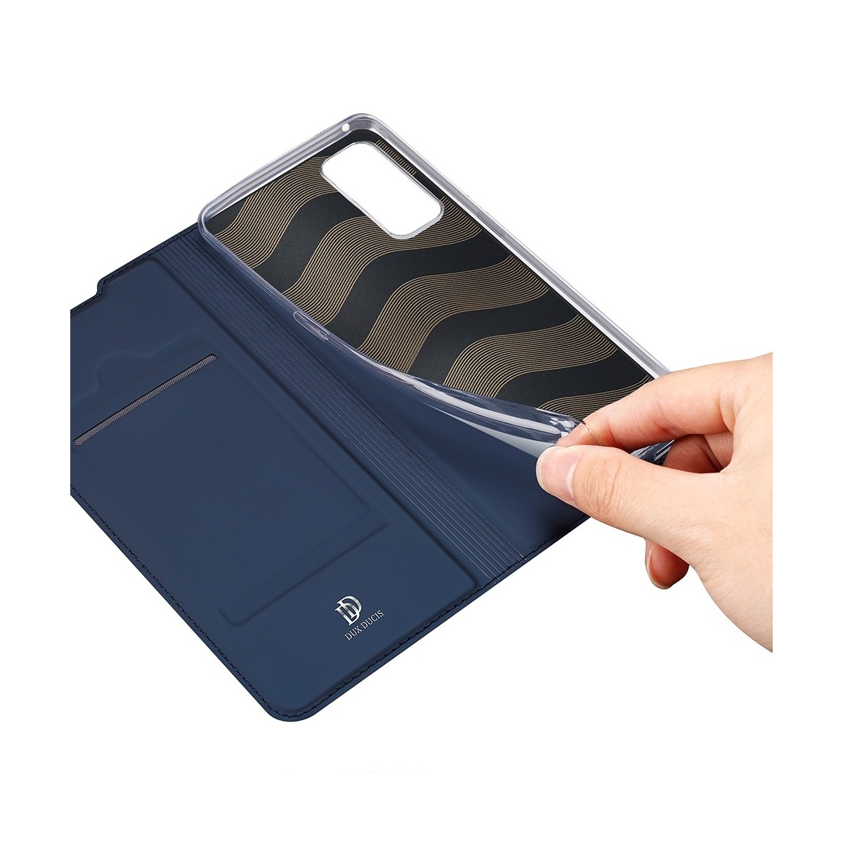 Funda Piel Soporte Magnética Dux Ducis para Realme 7 Pro color Azul