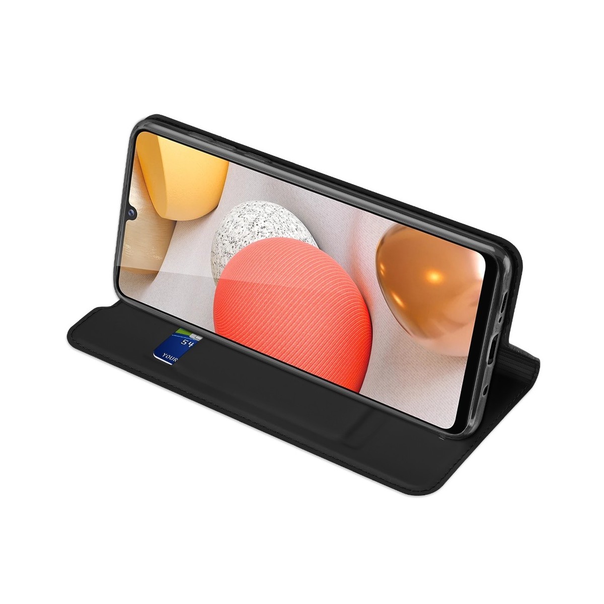 Funda Piel Soporte Magnética Dux Ducis para Samsung Galaxy A42 5G color Negra