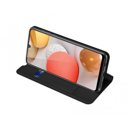 Funda Piel Soporte Magnética Dux Ducis para Samsung Galaxy A42 5G color Negra