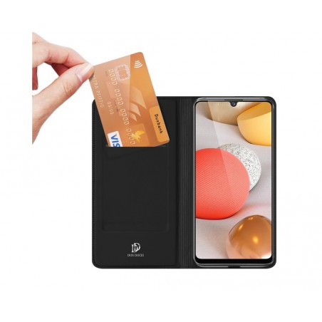 Funda Piel Soporte Magnética Dux Ducis para Samsung Galaxy A42 5G color Negra