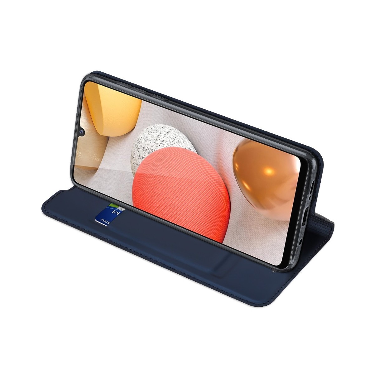 Funda Piel Soporte Magnética Dux Ducis para Samsung Galaxy A42 5G color Azul