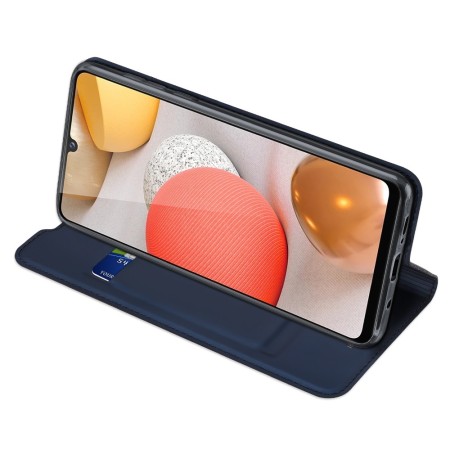 Funda Piel Soporte Magnética Dux Ducis para Samsung Galaxy A42 5G color Azul