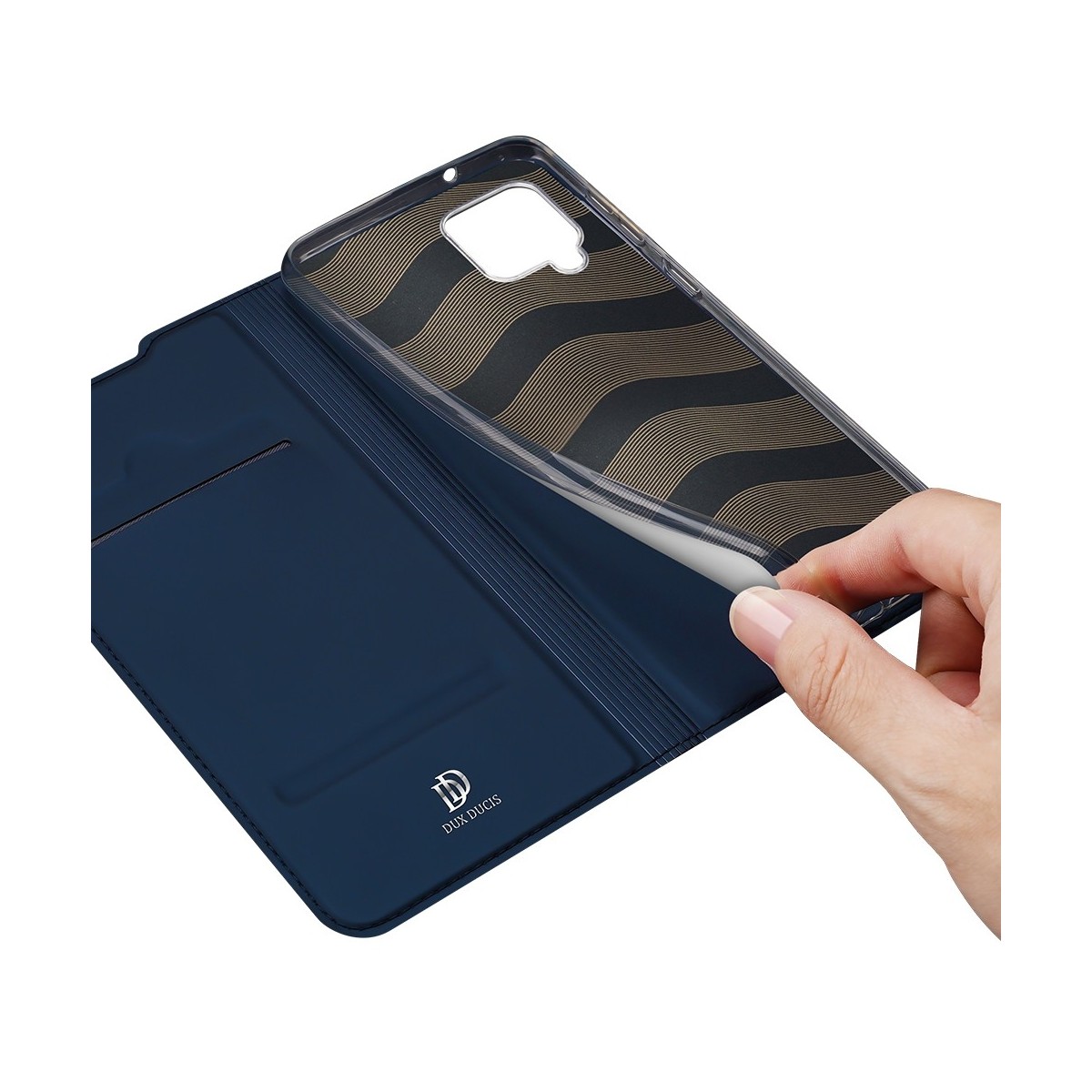 Funda Piel Soporte Magnética Dux Ducis para Samsung Galaxy A42 5G color Azul