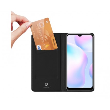 Funda Piel Soporte Magnética Dux Ducis para Xiaomi Redmi 9A / 9AT color Negra