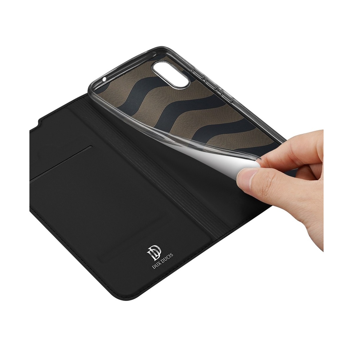 Funda Piel Soporte Magnética Dux Ducis para Xiaomi Redmi 9A / 9AT color Negra