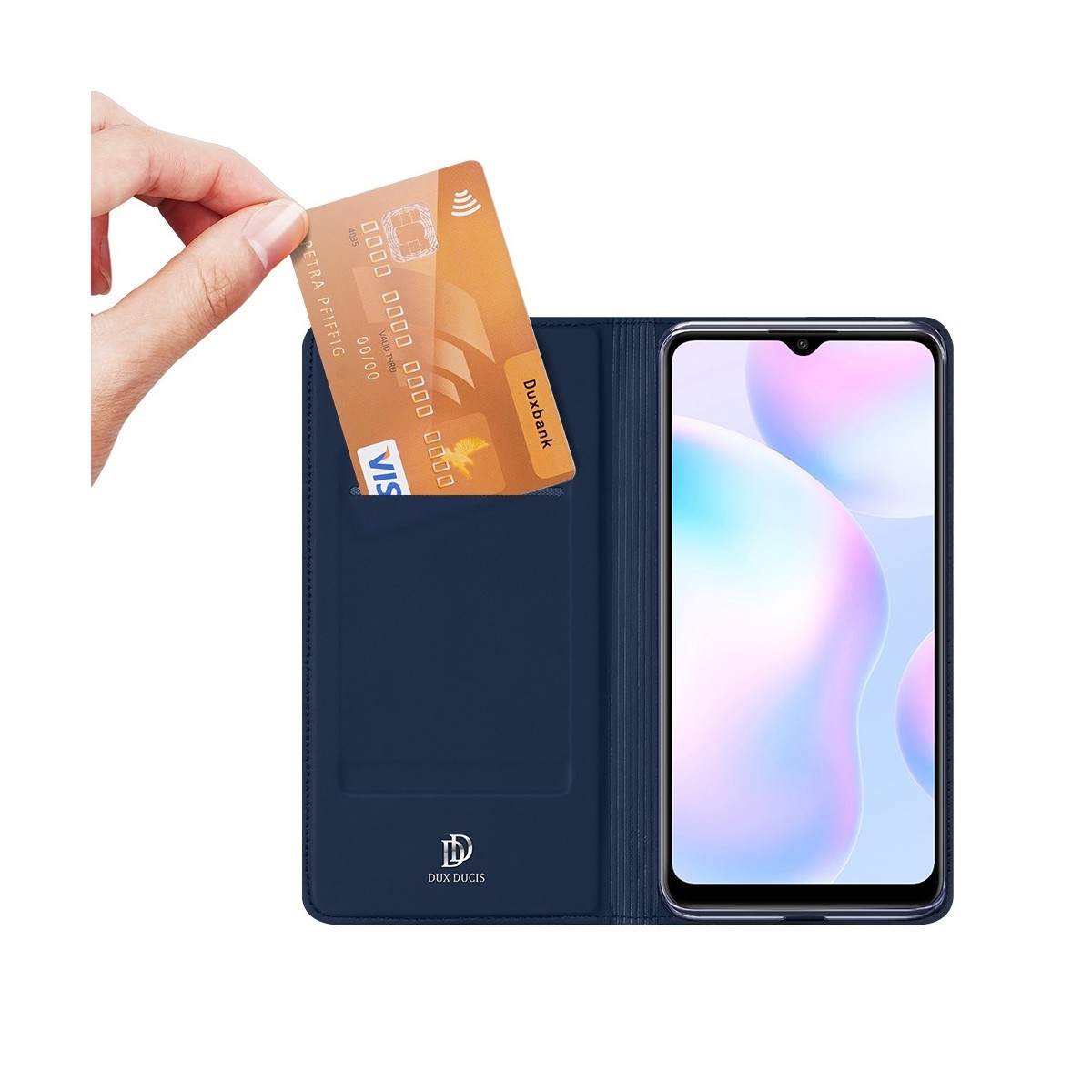 Funda Piel Soporte Magnética Dux Ducis para Xiaomi Redmi 9A / 9AT color Azul