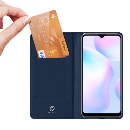 Funda Piel Soporte Magnética Dux Ducis para Xiaomi Redmi 9A / 9AT color Azul