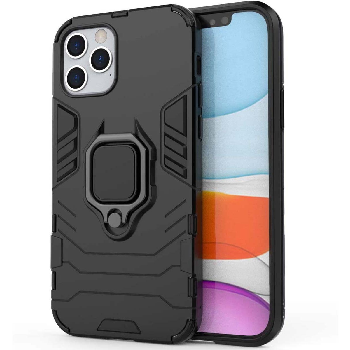 Funda Tough Armor con Anillo Giratorio Negra para Iphone 12 Pro Max (6.7)