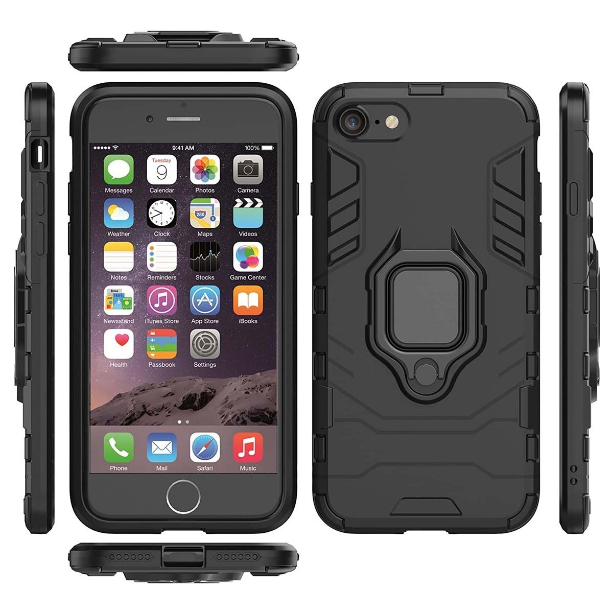 Funda Tough Armor con Anillo Giratorio Negra para Iphone 7 / 8 / SE 2020