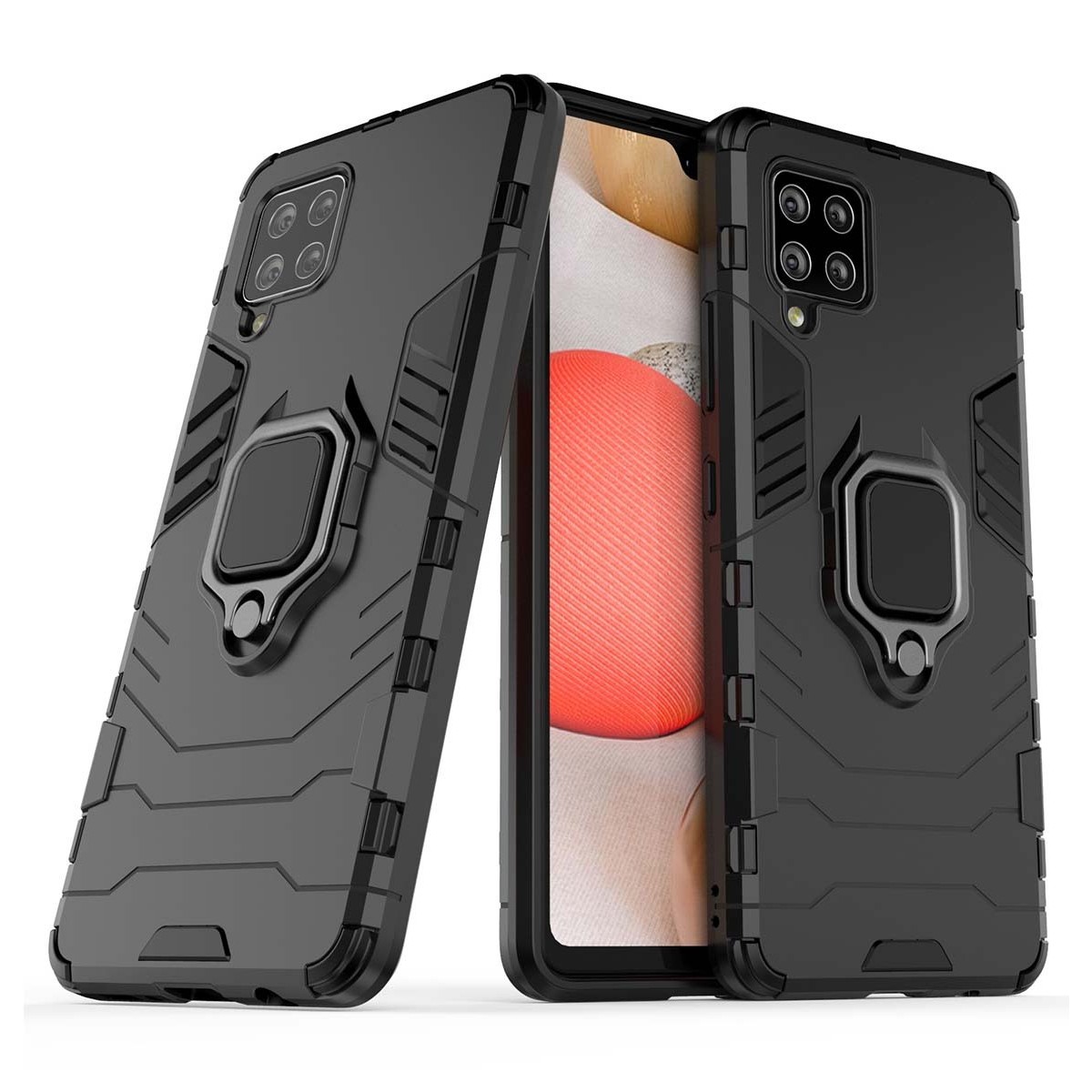 Funda Tough Armor con Anillo Giratorio Negra para Samsung Galaxy A42 5G