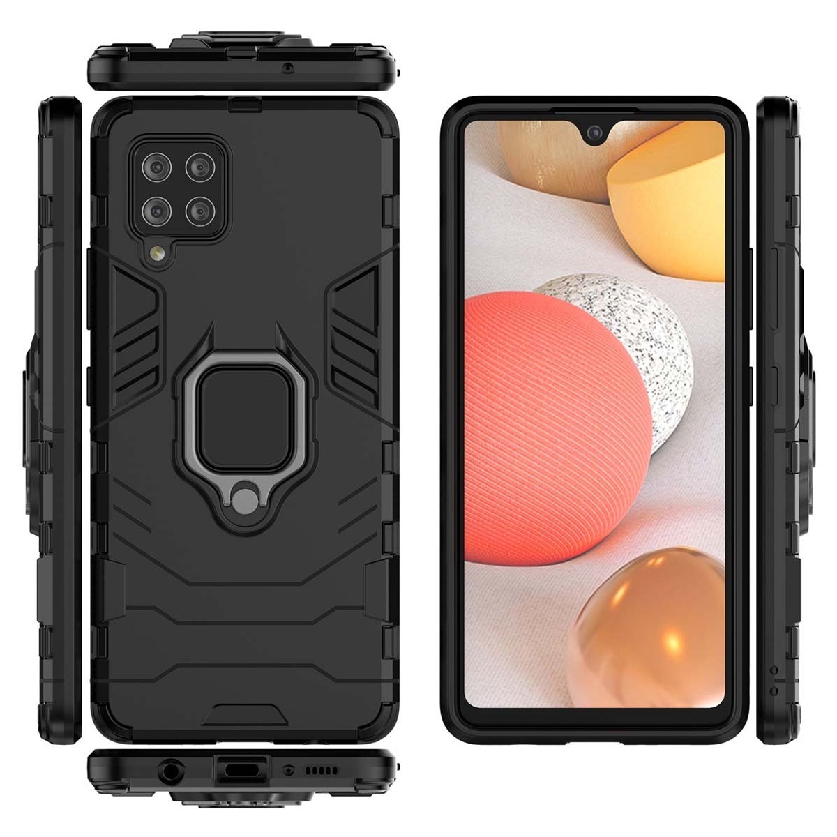 Funda Tough Armor con Anillo Giratorio Negra para Samsung Galaxy A42 5G
