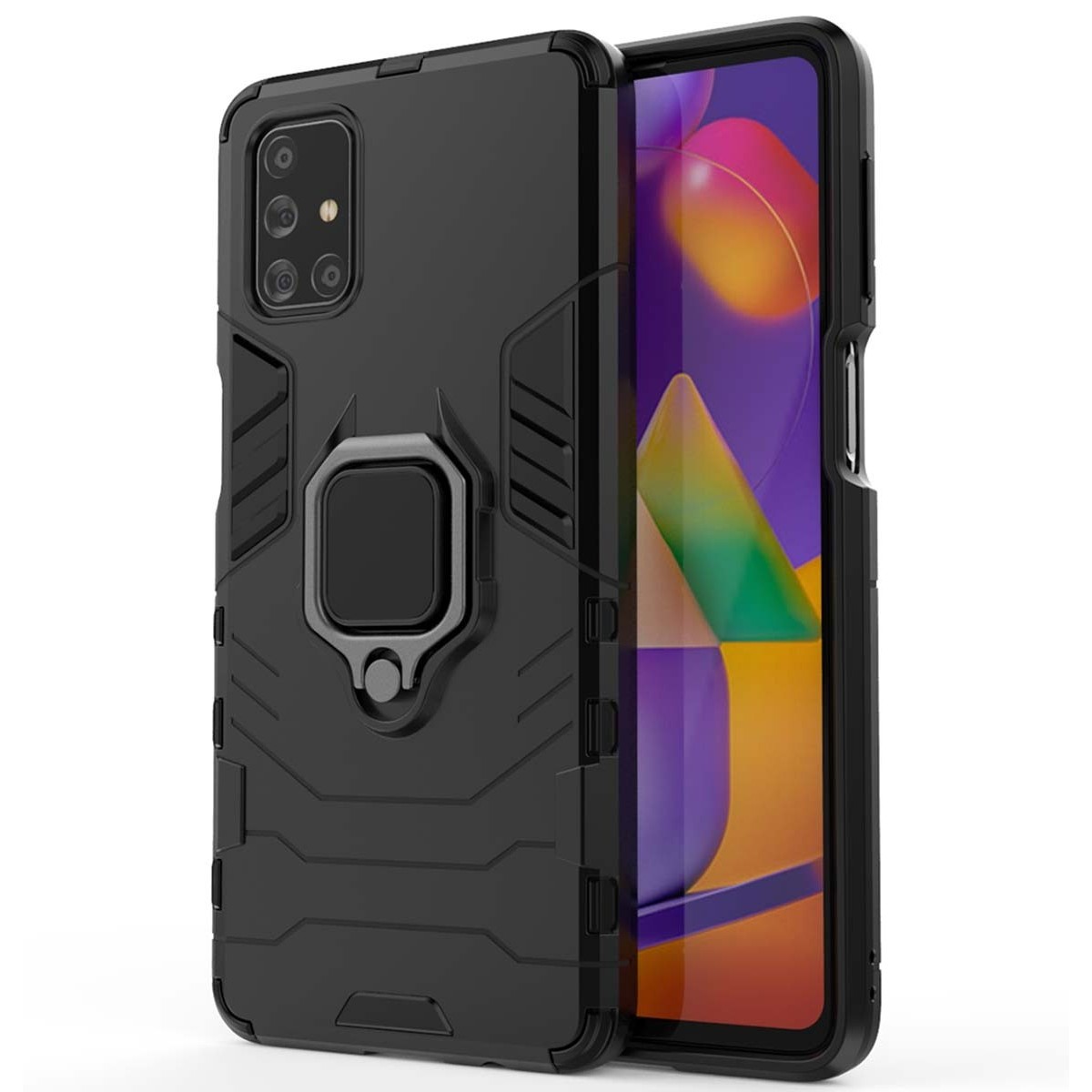 Funda Tough Armor con Anillo Giratorio Negra para Samsung Galaxy M31s