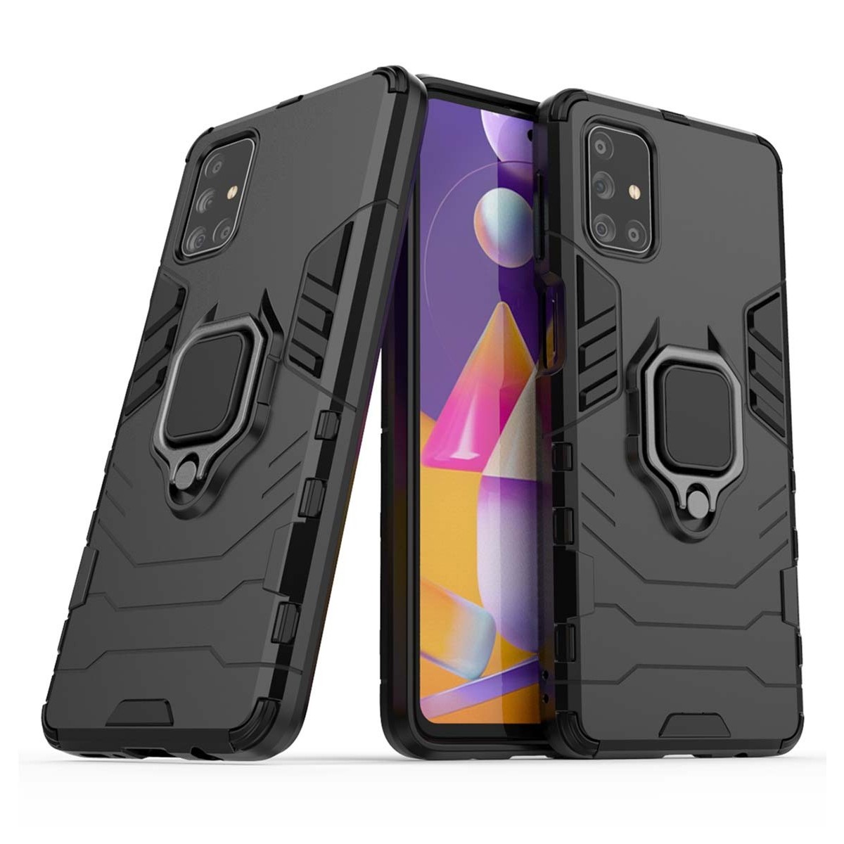 Funda Tough Armor con Anillo Giratorio Negra para Samsung Galaxy M31s